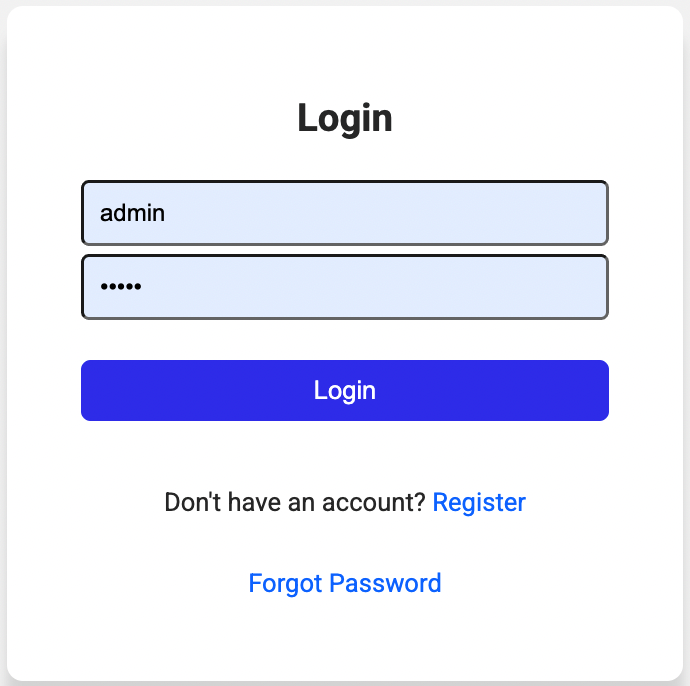 Login page